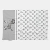 Weimaraner Hund Cartoon Illustration & Paws Muster Geschirrtuch (Horizontal)