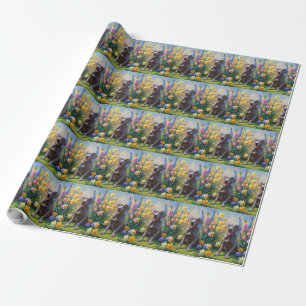 Weimaraner-Hund Frühlingsblumen Malerei Geschenkpapier
