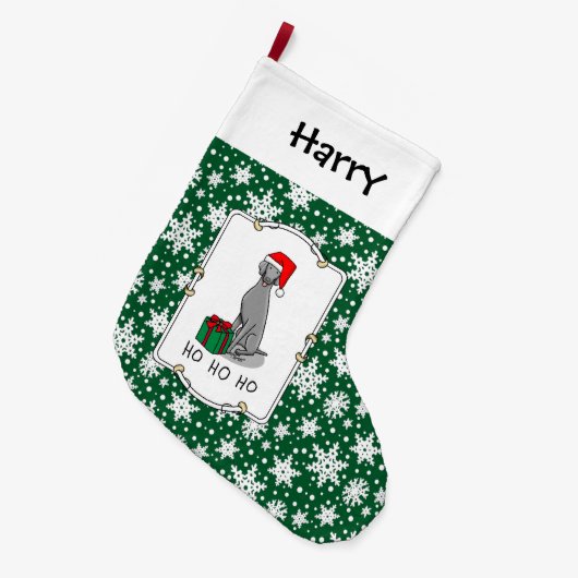 Weimaraner Hund (grau 1) Niedlich Großer Weihnachtsstrumpf (Vorderansicht (hängend))