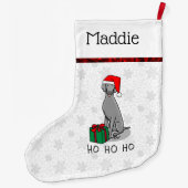 Weimaraner Hund (grau 1) Niedlich Großer Weihnachtsstrumpf (Rückseite)