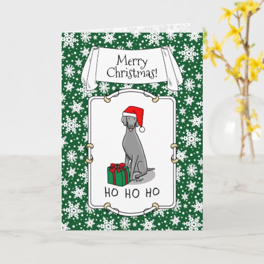 Weimaraner Hund (grau 1) Niedlich Karte (Gelbe Blume)