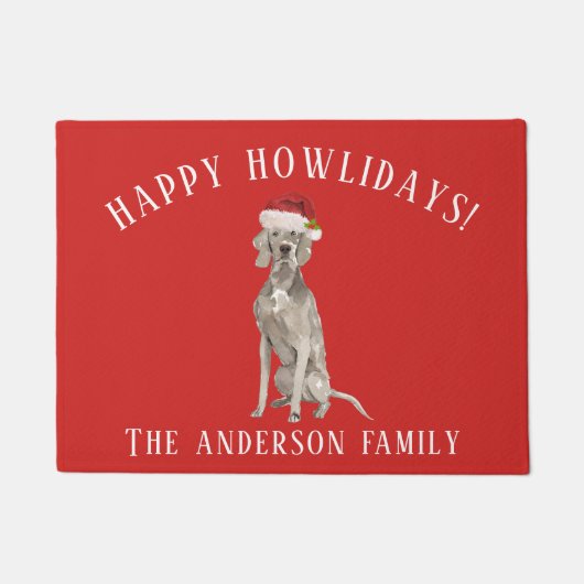Weimaraner Hund Happy Howlidays Weihnachten Fußmatte (Vorderseite)