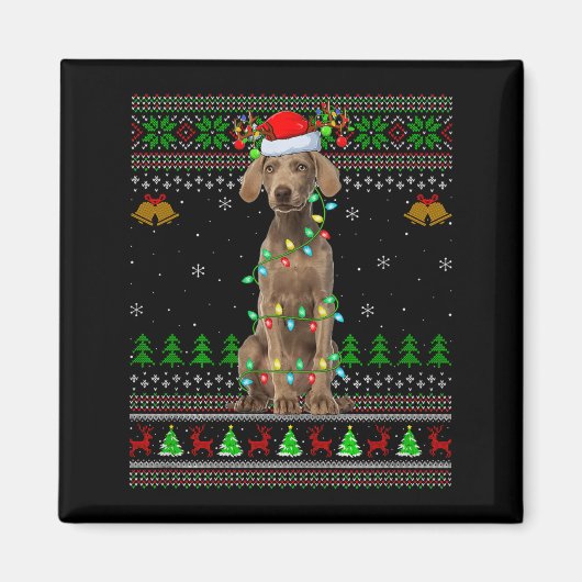 Weimaraner Hund hässliche Weihnachtspullover Holid Magnet (Vorne)