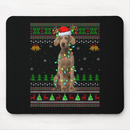 Weimaraner Hund hässliche Weihnachtspullover Holid Mousepad (Vorne)