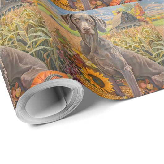 Weimaraner Hund Herbsternte Erntedank Geschenkpapier (Rolleneckpunkt)