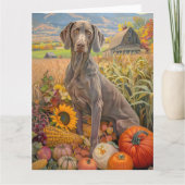 Weimaraner Hund Herbsternte Erntedank Karte (Vorderseite)