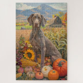 Weimaraner Hund Herbsternte Erntedank Puzzle (Vertikal)