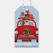 Weimaraner Hund im Auto mit dem Weihnachtsmann Geschenkanhänger (Vorderseite)