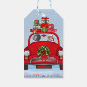 Weimaraner Hund im Auto mit dem Weihnachtsmann Geschenkanhänger (Rückseite)