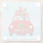 Weimaraner Hund im Auto mit dem Weihnachtsmann Glasuntersetzer (Rückseite)