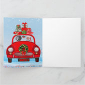 Weimaraner Hund im Auto mit dem Weihnachtsmann Karte (Innenseite)