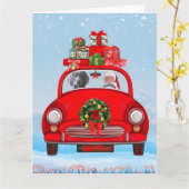 Weimaraner Hund im Auto mit dem Weihnachtsmann Karte (Gelbe Blume)