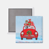 Weimaraner Hund im Auto mit dem Weihnachtsmann Magnet (Vorderseite/Rückseite)