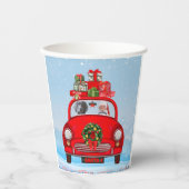 Weimaraner Hund im Auto mit dem Weihnachtsmann Pappbecher (Vorderseite)