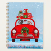 Weimaraner Hund im Auto mit dem Weihnachtsmann Planer (Vorderseite)