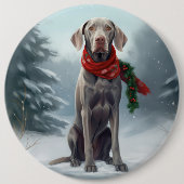 Weimaraner Hund im Schnee Weihnachten Button (Vorderseite)