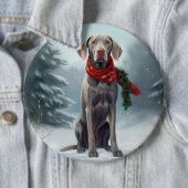 Weimaraner Hund im Schnee Weihnachten Button (Beispiel)