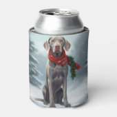 Weimaraner Hund im Schnee Weihnachten Dosenkühler (Kanne Vorderseite)