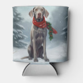 Weimaraner Hund im Schnee Weihnachten Dosenkühler (Vorderseite)