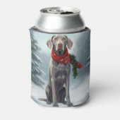 Weimaraner Hund im Schnee Weihnachten Dosenkühler (Kanne Rückseite)