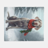 Weimaraner Hund im Schnee Weihnachten Fleecedecke (Vorderseite (Horizontal))
