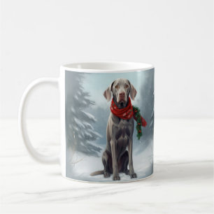 Weimaraner Hund im Schnee Weihnachten Kaffeetasse