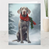Weimaraner Hund im Schnee Weihnachten Karte (Vorderseite)