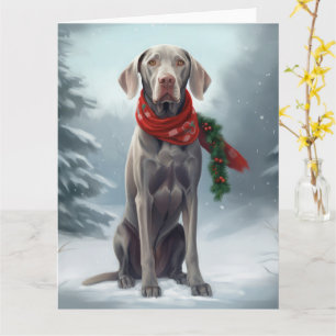 Weimaraner Hund im Schnee Weihnachten Karte