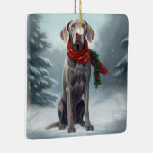 Weimaraner Hund im Schnee Weihnachten Keramikornament (Rechts)