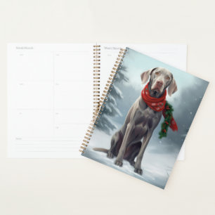 Weimaraner Hund im Schnee Weihnachten Planer