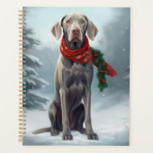 Weimaraner Hund im Schnee Weihnachten Planer (Vorderseite)
