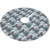 Weimaraner Hund im Schnee Weihnachten Polyester Weihnachtsbaumdecke (Schrägansicht)