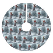 Weimaraner Hund im Schnee Weihnachten Polyester Weihnachtsbaumdecke (Vorderseite)