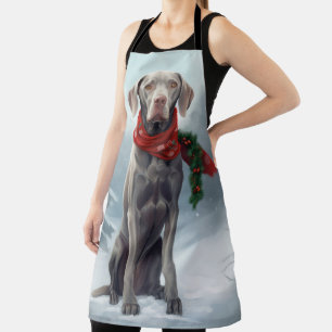 Weimaraner Hund im Schnee Weihnachten Schürze