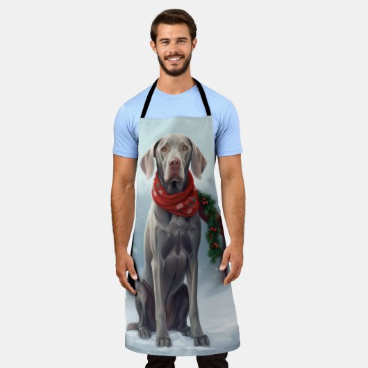 Weimaraner Hund im Schnee Weihnachten Schürze (Getragen)