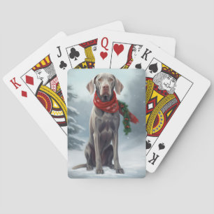 Weimaraner Hund im Schnee Weihnachten Spielkarten