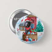 Weimaraner Hund im Schnee Weihnachtshaus Button (Vorne & Hinten)