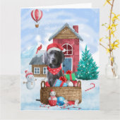 Weimaraner Hund im Schnee Weihnachtshaus Karte (Gelbe Blume)