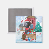 Weimaraner Hund im Schnee Weihnachtshaus Magnet (Vorderseite/Rückseite)