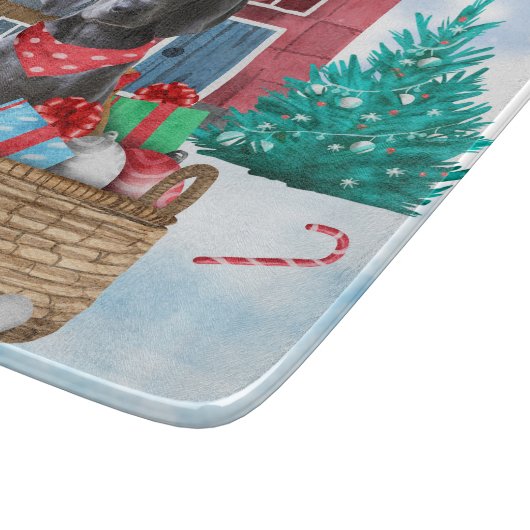 Weimaraner Hund im Schnee Weihnachtshaus Schneidebrett (Ecke)