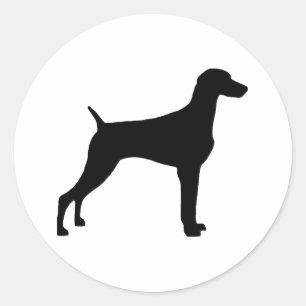 Weimaraner Hund (in schwarz) Runder Aufkleber