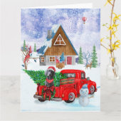 Weimaraner Hund in Weihnachten LKW Schnee Karte (Gelbe Blume)