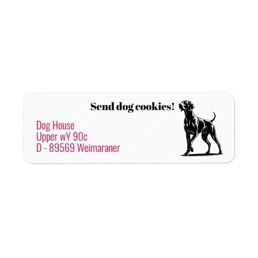 Weimaraner-Hund-Label (Vorne)