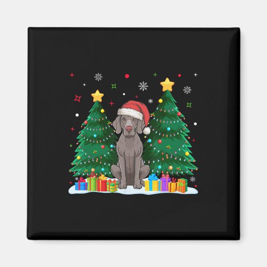 Weimaraner Hund liebt Weihnachtsmannmütze Ugly Chr Magnet (Vorne)
