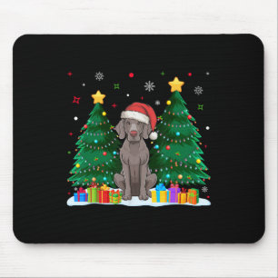 Weimaraner Hund liebt Weihnachtsmannmütze Ugly Chr Mousepad