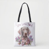 Weimaraner Hund Mama Floral Tasche (Vorderseite)