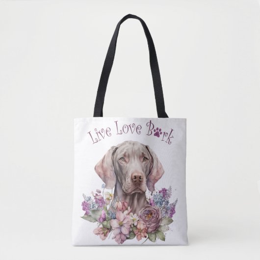 Weimaraner Hund Mama Floral Tasche (Vorderseite)