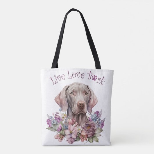Weimaraner Hund Mama Floral Tasche (Rückseite)