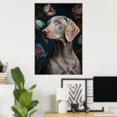 Weimaraner Hund mit Blume | Elegantes Portrait von Poster (Heimbüro)