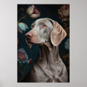 Weimaraner Hund mit Blume | Elegantes Portrait von Poster (Vorne)